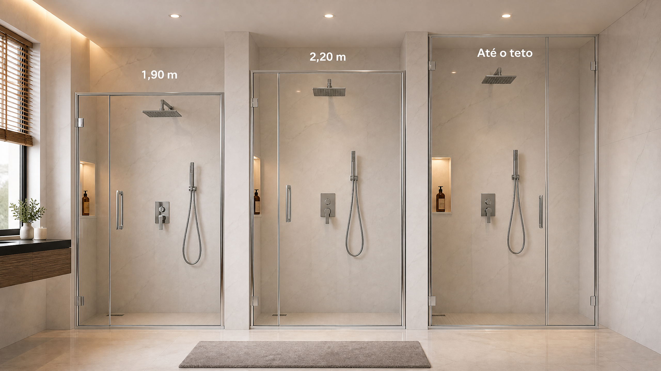 Conjunto de boxes de vidro do apartamento